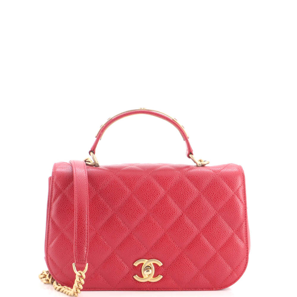 Chanel Small Carry Around Flap Bag Quilted Caviar